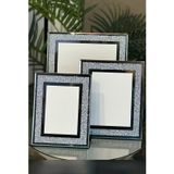 Elta Collection Lüks Gümüş Taşlı Cam Fotoğraf Çerçevesi 3’lü Set (10x15 – 13x18 – 20x25 cm)
