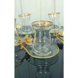 Elta Collection Lüx 6 Kişilik 12 Parça Papatya Gold Yaldızlı Çay Seti - 48 Adet