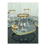 Elta Collection Lüx 6 Kişilik 12 Parça Papatya Gold Yaldızlı Çay Seti