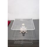 Elta Collection Madlen Kare Servis ve Sunum Tabağı Gümüş Detaylı Metal Ayaklı 24X24X14