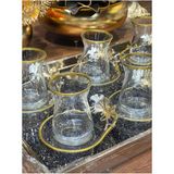 Elta Collection Özel Seri 6'lı 12 Parça Kelebek Çay Seti , Çay Takımı , Hediyelik - 488 Adet - Altın - Şeffaf