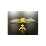 Elta Collection Paşabahçe Kristal Metal Ayaklı Yaldızlı Kare Pasta Sunumluk | Özel Desenli Servis Standı