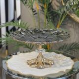 Elta Collection Patentli Tasarım Lüks Kristal Gold Ayaklı Sunumluk Kase - Tabak Meyvelik Şekerlik Dekoratif Obje - Bal Rengi - Siyah