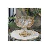 Elta Collection Patentli Tasarım Lüks Kristal Gold Ayaklı Sunumluk Kase - Tabak Meyvelik Şekerlik Dekoratif Obje