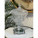 Elta Collection Ultra Lüks Kristal Kapaklı Salata Kasesi Şekerlik Gümüş Detaylı Büyük Kristal Kase - Tek Ebat
