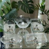 Elta Collection Vintage 5 Parça Gümüş Kristal Sunum Seti - Kase, Ayaklı Tabak ve Kulplu Tepsi