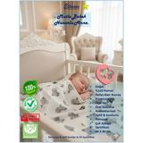 Eltanin %100 Pamuk Penye Raporlu Çok Amaçlı Çift Taraflı Bebek Battaniyesi - 90X90CM, Doğal Soft Özel Doku - Beyaz - Gri - Siyah - 0 - 5 Yaş