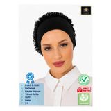 Eltanin Lux Fırfırlı Fitilli Bağlamalı Siyah Penye Bone (Koton & Lycra Kumaş, Kayma Yapmaz, Tesettür Giyim, Hafif, Rahat, Şık)