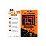 Eltos T Torx Alyan Seti 6'lı Profesyonel T Saplı Torx Anahtar Takımı Yıldız Başlı Vida Sökme Sıkma El Aleti Seti