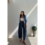 ELVAN TOLON Balon Kalıp Denim Takım MAVİ