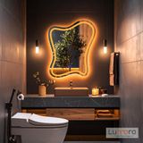 Elvenor Led'li Lazer Kumlamalı Lavabo & Banyo Aynası (Dokunmatik Sensörlü) amber ledli 90 x 72