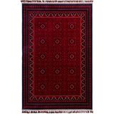 Elvey Home Afgan Vintage Kaymaz Taban Gerçek Kadife Bambu Sık Dokuma Otantik Dekoratif Zamansız Tasarım Halı - 160 x 230 cm - Bordo - Kırmızı