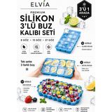 Elvia Home & Living 3'lü Buz Kalıbı Seti, Büyük Buzlar, Normal Buzlar, Mini Buzlar - 1 Adet