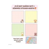 Elvina Paper 4'lü Not Kağıdı Seti + Sticker, 9×9 Boyut, Memopad, To Do List, Bloknot, Planlayıcı, Notepad