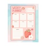 Elvina Paper Çilekli Haftalık Planlayıcı, A5 Boyut, Weekly Planner, Memopad, To Do List, Bloknot, Notepad