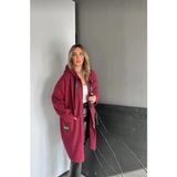 Elvince Butik Buklet Kumaş Kaban - Standart - Bordo