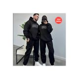 Elvino Üç İplik Brooklyn Detaylı Çift Sevgili Kombin Oversize Kapşonlu Sweatshirt ve Eşofman Takımı 2takım