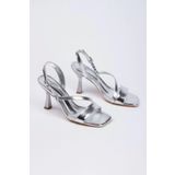 elvinshoes Galvin Kadın Gümüş Yazlık Tarz Topuklu Ayakkabı