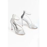 elvinshoes silver anna gümüş tarz taşlı ince plartfom topuk abiye ayakkabı
