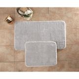 Elvira Home Kaymaz Taban 2'li Gri Yıkanabilir Peluş Banyo Paspası, Banyo Halısı, Klozet Takımı - Açık Gri - 60 x 100 cm