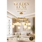 Elvora Home Eskitme (Premium) Gold 15 Opal Küreli Ledli 60W Dekoratif Sarkıt Avize Salon Mutfak Oturma Odası Avizesi Modelleri - Altın