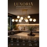 Elvora Home Modern (Premium) 10LU Eskitme Sarkıt Avizesi 120X70 cm Şık Salon Mutfak Odası Yemek Masası Üstü Avizesi Modelleri 10XE14 - Beyaz - Gold
