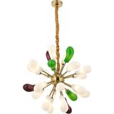 Elvora Home Modern (Premium) 24'lü Avizesi Çok Kollu Sarkıt 110 cm Ampül Hediyeli Mutfak Salon Modelleri G9 Duy - Bal - Beyaz