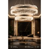Elvora Home Modern (PREMİUM) 2'li Akrilik 3 Renkli LEDli Sarkıt Avizesi Salon Mutfak Oturma Odası Modelleri 93W