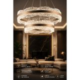 Elvora Home Modern (Premium) 2'li Kristal 3 Renkli Ledli 93W Sarkıt Avize Salon Mutfak Oturma Odası Avizesi Modelleri - Bronz