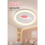Elvora Home Modern (Premium) 3 Renkli Ledli 100W Tavan Plafonyer Avizesi Bulut Desenli 50 cm Çocuk Odası Avizesi Modelleri - Beyaz