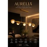 Elvora Home Modern (Premium) 5li Eskitme Şık Uzun Sarkıt Avizesi Salon Mutfak Yemek Masası Üstü Avizesi Modelleri 5xg9 Duyulu - Altın - Beyaz