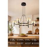 Elvora Home Modern (Premium) 6'lı 3 Renkli Ledli 120W Sarkıt Avizesi Şık Salon Mutfak Oturma Odası Avizesi Modelleri - Gold - Siyah