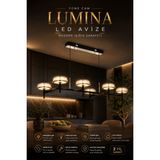 Elvora Home Modern (Premium) 6'lı 3 Renkli Ledli Sarkıt Avize Uzun Salon Mutfak Yemek Masası Üstü Avizesi Modelleri 120W - Siyah