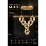 Elvora Home Modern (Premium) 6'lı Gold 3 Renkli Şık Ledli 64W Sarkıt Avize Salon Mutfak Oturma Odası Avizesi Modelleri - Altın