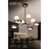 Elvora Home Modern (Premium) 8'li Siyah Gold 3 Renkli Ledli 72W Şık Sarkıt Avizesi Salon Mutfak Oturma Odası Avizesi Modelleri - Siyah - Altın