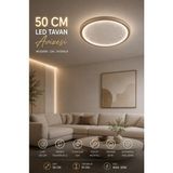 Elvora Home Modern (Premium) Ay Desenli Kumandalı 3 Renkli Ledli 43W Plafonyer Tavan Avize Salon Yatak Odası Avizesi Modelleri - Beyaz