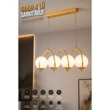 Elvora Home Modern (Premium) Gold 4'lü Sarkıt Avizesi Ampül Hediyeli Küreli Lüks Salon Mutfak Avizesi Modelleri 4XE14 Duyulu - Altın - Beyaz