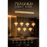 Elvora Home Modern (Premium) Gold 7'li 3 Renkli Şık Ledli 30W Sarkıt Avizesi Uzun Mutfak Yemek Masası Üstü Avizesi Modelleri - Altın