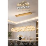 Elvora Home Modern (Premium) Kristal Sarkıt Avize 3 Renk Ledli 120W Gold Kasalı Sarmaşık Lüks Yemek Masası Üstü Salon Avizesi Modelleri - Altın