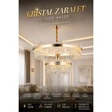 Elvora Home Modern (Premıum) Kristal Taşlı Gold Ledli 256W Avize 3 Renk Ayarlı Lüks Salon Yemek Odası Oturma Odası Avizesi Modelleri - Altın