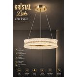 Elvora Home Modern (Premium) Kristal Taşlı Sarkıt Avize Gold Kasa Üç Renk Ledli 140W Lüks Salon Yemek Odası Oturma Odası Avizesi Modelleri - Altın - Beyaz