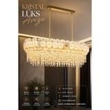 Elvora Home Modern (Premium) Kristal Taşlı Sarkıt Avizesi Salon Mutfak Yemek Masası Üstü Avizesi Modelleri 18XE14 Duyulu - Ampül Hediyeli - Altın