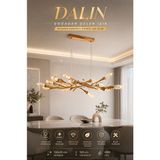 Elvora Home Modern (Premium) Ledli 40W 4000K Doğal Ahşap Kristal Taşlı Sarkıt Avize Salon Yemek Odası Yemek Masası Üstü Avizesi Modelleri