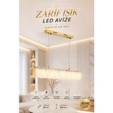 Elvora Home Modern (Premium) Lüks Gold Detaylı Cam Sarkıt Avize Ledli 40W 3 Renkli Salon Oturma Odası Avizesi Modelleri - Altın