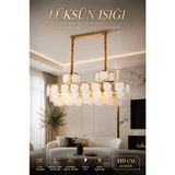 Elvora Home Modern (Premium) Lüksün Işıltısı Gold Dekoratif Kristal Camlı Lüks Sarkıt Avize Salon Oturma Odası Avizesi Modelleri 10XE14 Duylu - Altın