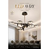 Elvora Home Modern (Premıum) Luxury 8 Kollu Gold Siyah Ledli 60W Avize Salon Yemek Odası Avizesi Modelleri - Siyah - Altın