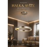 Elvora Home Modern (Premium) Platin Halka 3 Renkli Ledli 96W Sarkıt Avize Salon Mutfak Oturma Odası Avizesi Modelleri - Gri