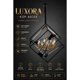 Elvora Home Modern (Premium) Siyah Metal Kafes Küp Şık Sarkıt Avizesi 8 Ampül Hediyeli Salon Mutfak Oturma Odası Avizesi Modelleri 8XE14 Duyulu - Siyah - Gold