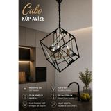 Elvora Home Modern (Premium) Siyah Metal Küp Kafes Şık Sarkıt Avizesi 6 Ampül Hediyeli Salon Mutfak Oturma Odası Avizesi Modelleri 6XE14 Duyulu - Siyah - Gold
