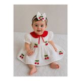 Elwirababyboutiqe beyaz kiraz detaylı elbise
